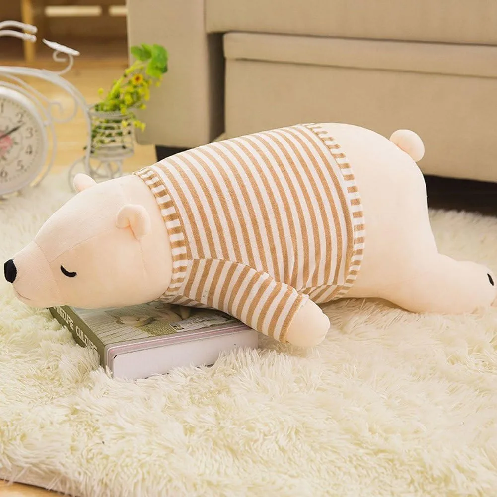 MMTTAO Stuffed Polar Bear Animal Plush Toy 24 Inch Large White Sleeping Bear Animal Stuff Soft Plushies Cute Dolls Collection Huggable Throw Pillow Cushion Gifts for Kids Children Boys Girls, 24Inches