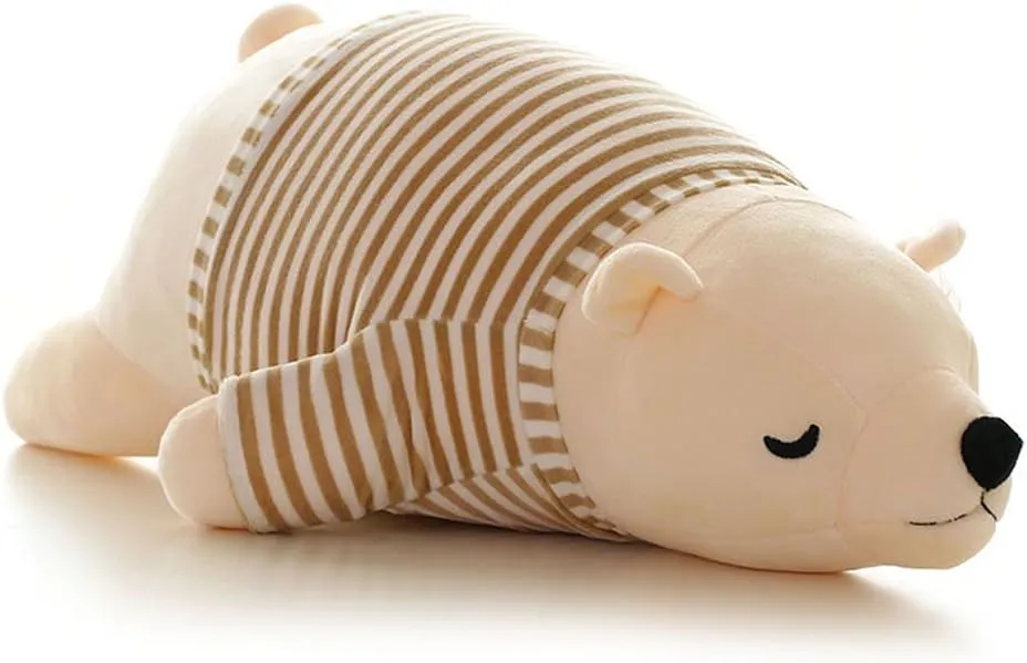 MMTTAO Stuffed Polar Bear Animal Plush Toy 24 Inch Large White Sleeping Bear Animal Stuff Soft Plushies Cute Dolls Collection Huggable Throw Pillow Cushion Gifts for Kids Children Boys Girls, 24Inches