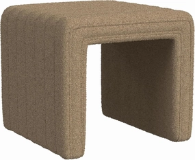 Modern Channel Tufted Ottoman Home Décor|Ottoman for Living Room & Bedroom - Brown Boucle