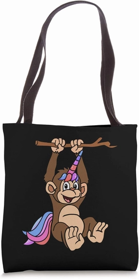 Monkey Zoo Animals Colorful Rainbow Myth Fairytale Unicorn Tote Bag