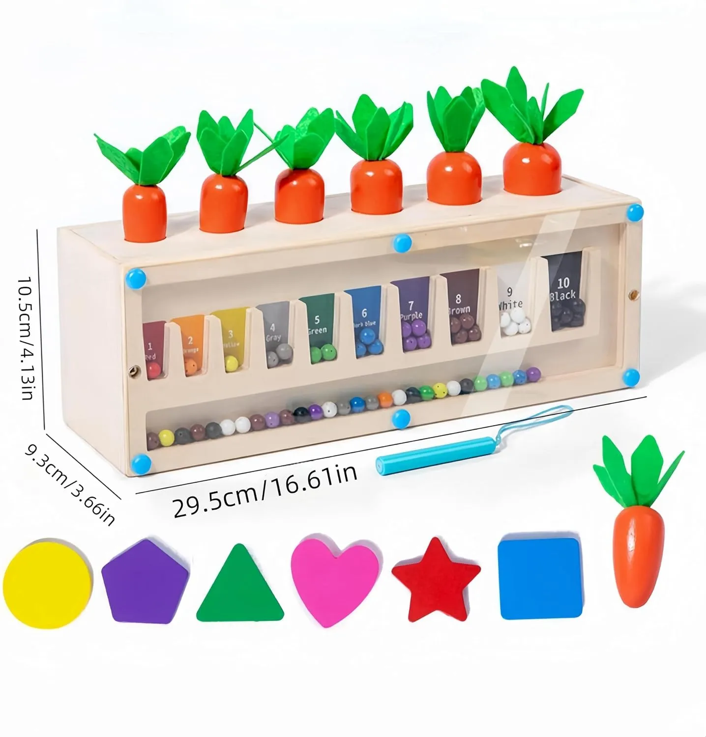 Montessori Toys for Toddlers, Wooden Shape Sorter & Carrot Harvest Game, Fine Motor Skills Toys for 3 4 5 Year Olds, Preschool Learning Educational Gift for Easter Basket Stuffer, Baby Boys Girls