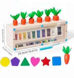 Montessori Toys for Toddlers, Wooden Shape Sorter & Carrot Harvest Game, Fine Motor Skills Toys for 3 4 5 Year Olds, Preschool Learning Educational Gift for Easter Basket Stuffer, Baby Boys Girls