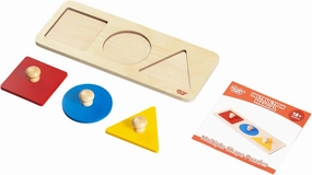 Montessori Wooden Color Shape Sorting Puzzle for Toddlers,Multiple Geometric Peg Puzzles for 18  Months Baby with Jumbo Knob,Preschool Color & Shape Sorter Learning Toys (3 Pieces)