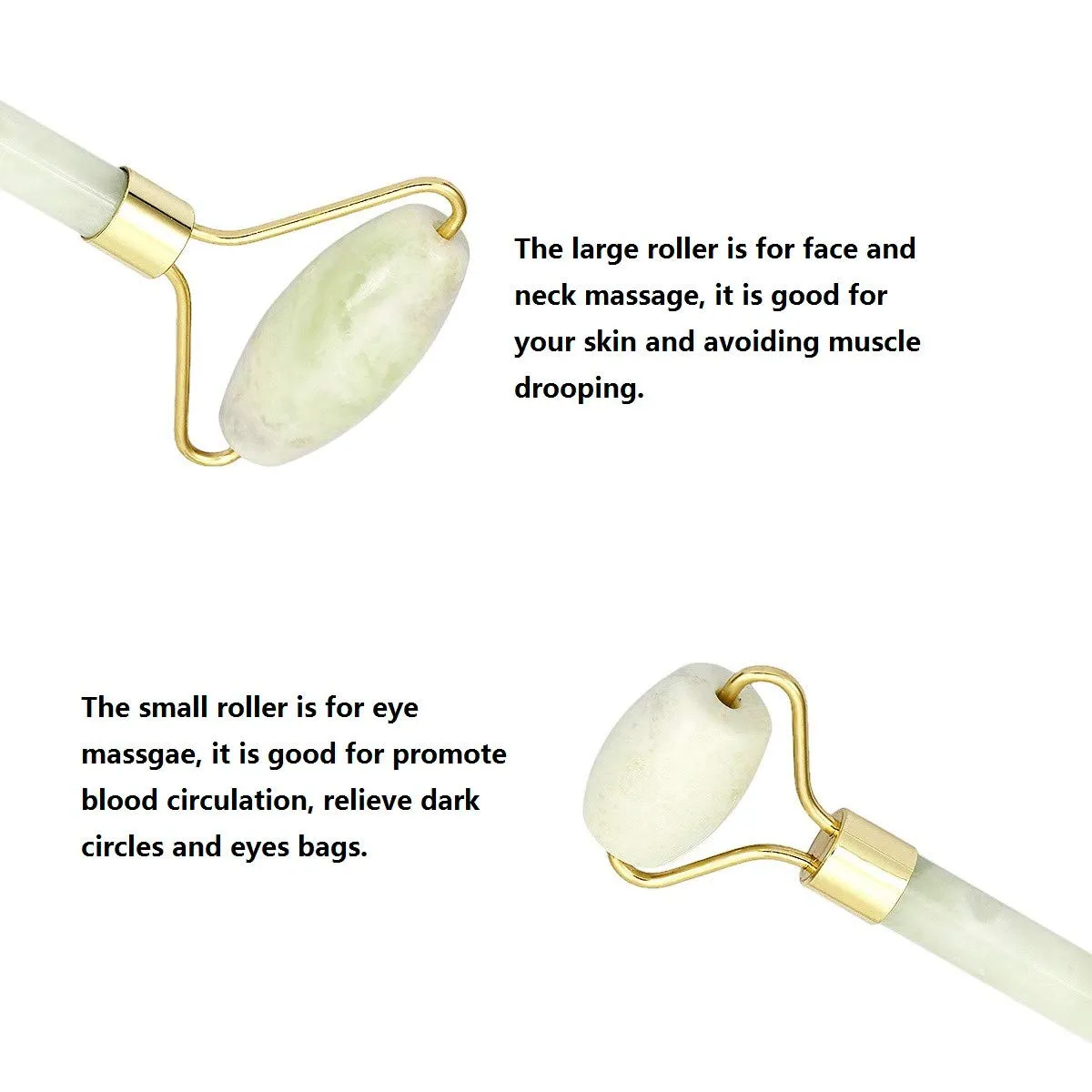 mookaitedecor Xiuyan Jade Roller & Rose Quartz Gua Sha Scraping Massage Tool Set, Face Massager for Wrinkles, Anti Aging