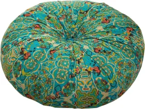 Moroccan Printed Round Chair Pads Cotton Linen Soft Comfort Chair Cushion Colorful Pompom Seat Cushions for Indoor Dining Room and Kitchen Chairs (Blue,22x22 Inch)