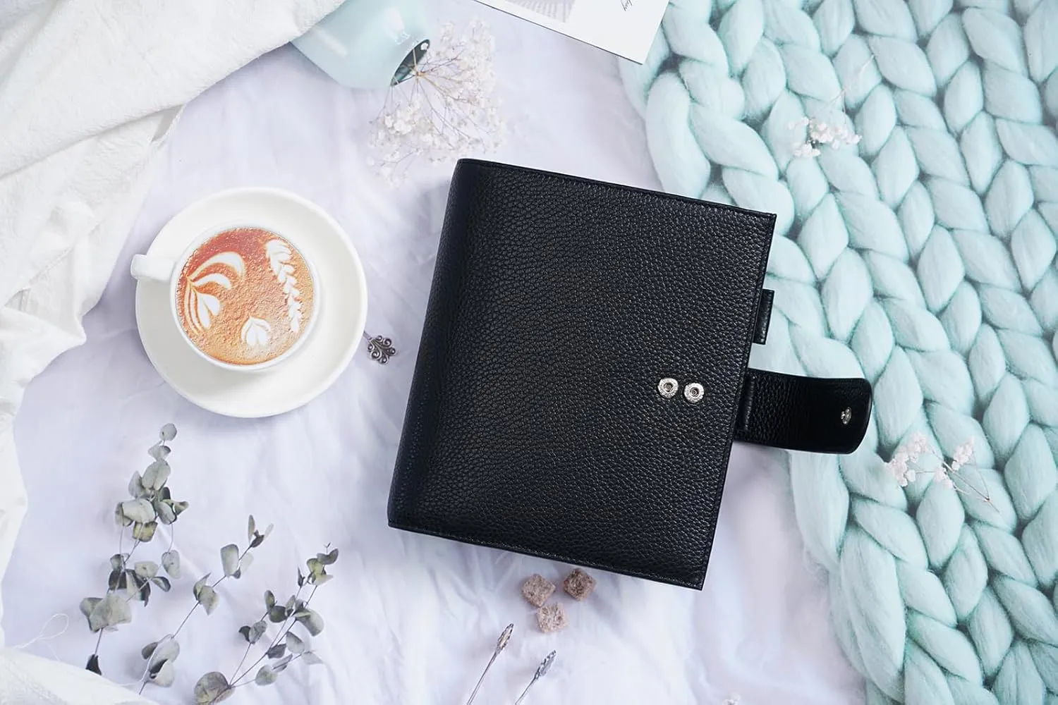 Moterm A6 Luxe Rings Planner - Genuine Leather Binder Organizer (30mm Ring, Pebbled-Black) - NOT a Standard A6