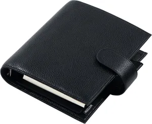 Moterm A6 Luxe Rings Planner - Genuine Leather Binder Organizer (30mm Ring, Pebbled-Black) - NOT a Standard A6