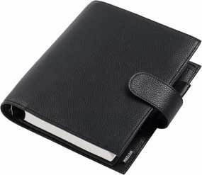 Moterm Personal-Wide Luxe Rings Planner - Genuine Leather Binder Organizer (Pebbled-Black, 30mm Ring)