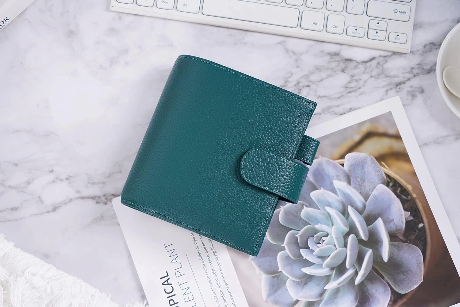 Moterm Pocket Luxe Rings Planner - Genuine Leather Binder Organizer (Pebbled-Deep Teal, 30mm Ring)