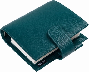 Moterm Pocket Luxe Rings Planner - Genuine Leather Binder Organizer (Pebbled-Deep Teal, 30mm Ring)