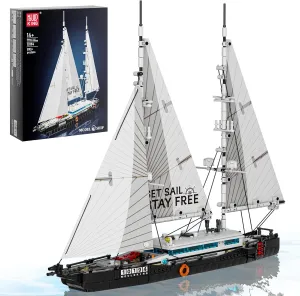 Mould King Modern Twin-Masted Sailboat Building Kits, Ocean Explorer Boat Model, House Decor for Boys to Play, Gift for 14  Years Old Kids and Adult 10194 (893 Pcs)