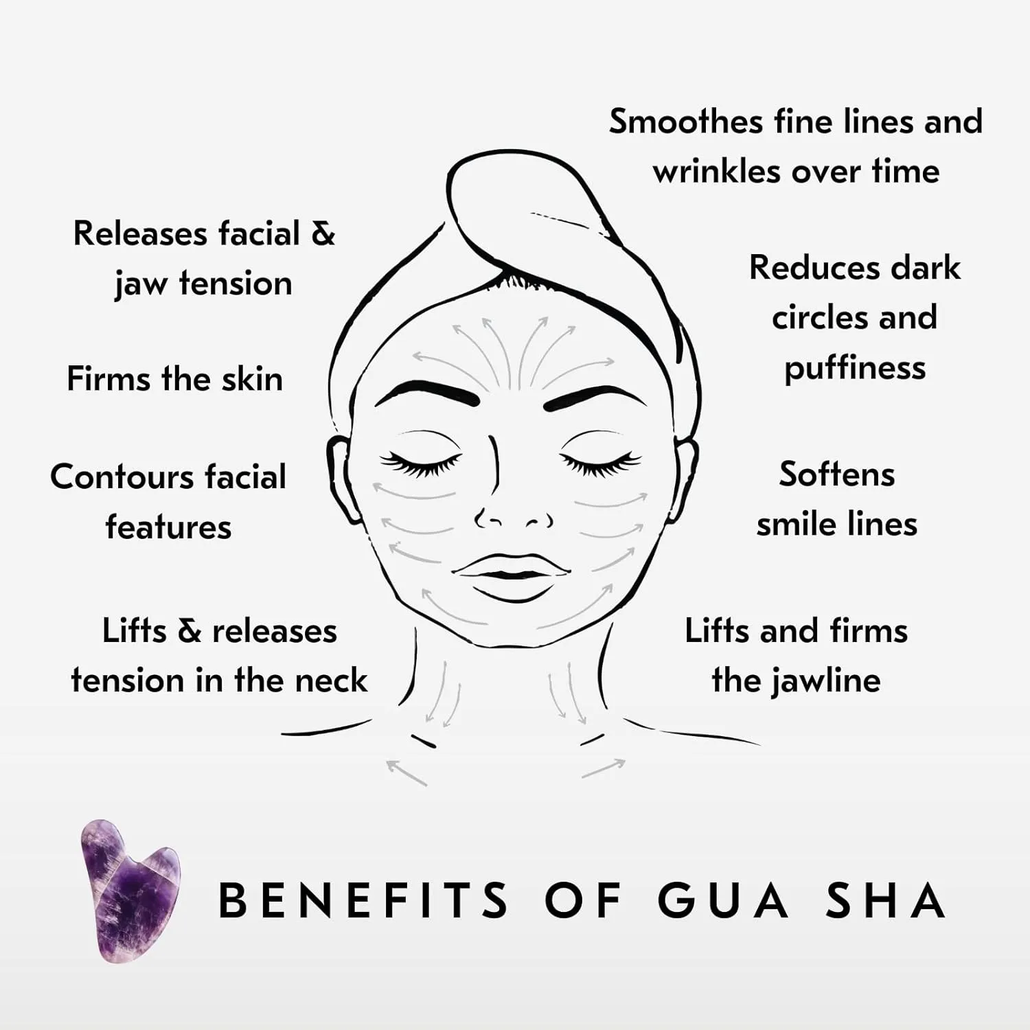 Mount Lai Amethyst Gua Sha Facial Tools – The Stone of Tranquility – Face & Body Guasha Tools for Self-Care, Massager for Sculpting, Muscle Tension Relief & Puffiness Reduction
