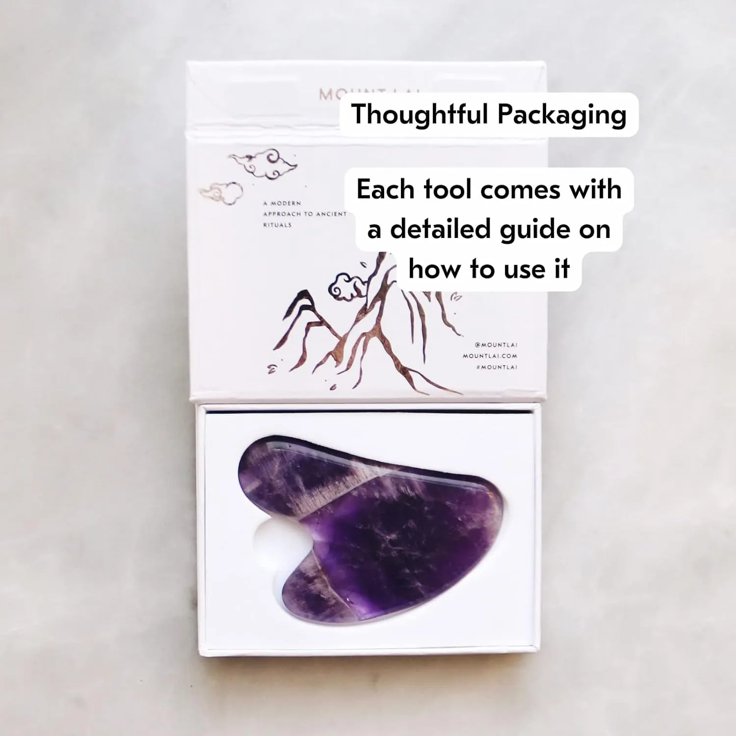 Mount Lai Amethyst Gua Sha Facial Tools – The Stone of Tranquility – Face & Body Guasha Tools for Self-Care, Massager for Sculpting, Muscle Tension Relief & Puffiness Reduction