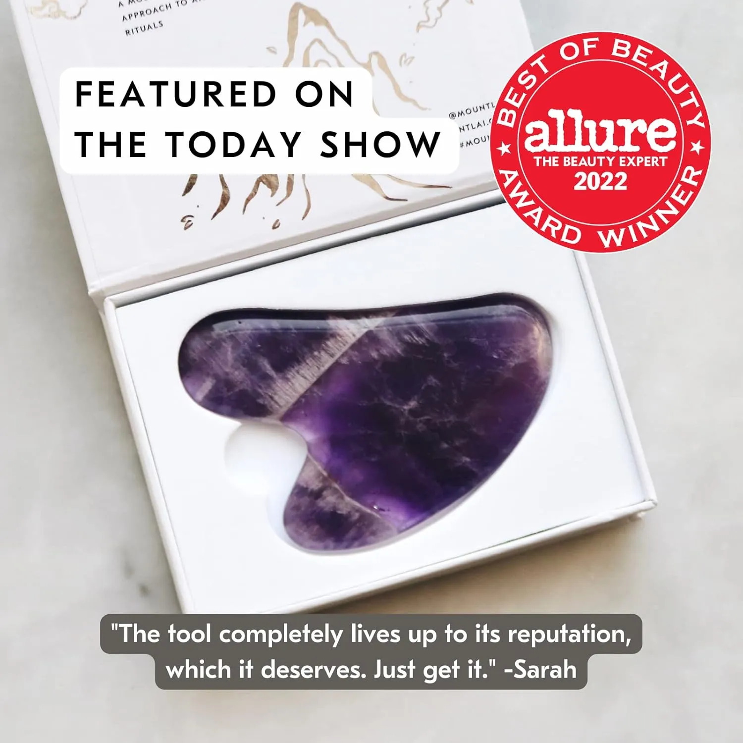 Mount Lai Amethyst Gua Sha Facial Tools – The Stone of Tranquility – Face & Body Guasha Tools for Self-Care, Massager for Sculpting, Muscle Tension Relief & Puffiness Reduction