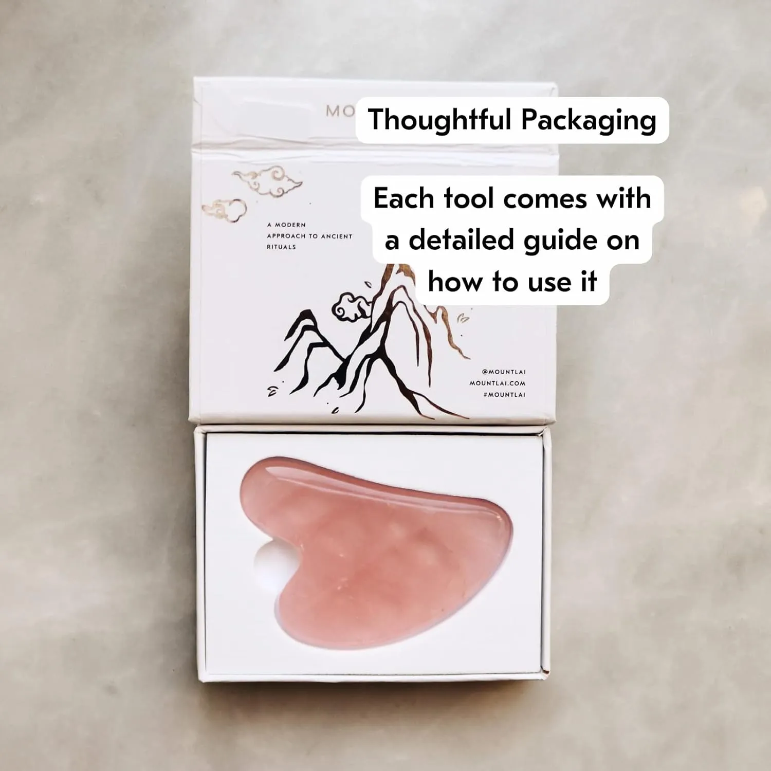 Mount Lai Rose Quartz Gua Sha Facial Tools – The Stone of Love – Face & Body Guasha Tools for Self-Care, Massager for Sculpting, Muscle Tension Relief & Puffiness Reduction