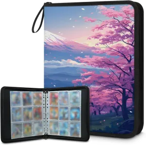 Mountain Fuji 3 Ring Trading Zipper Binder Strap, Trading Card Binder 9 Pocket, 900 Pockets Card Holder with 50 Removable Sleeves for Game Cards