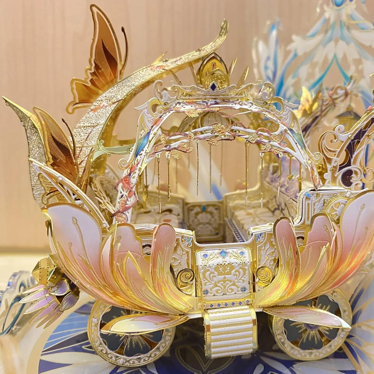 MU 3D Fairy Series Metal Puzzle Model Kits Cinderella's Elf Carriage, Princess Magic Palace Miniature Building, DIY Birthday Xmas Gift Toy Sets