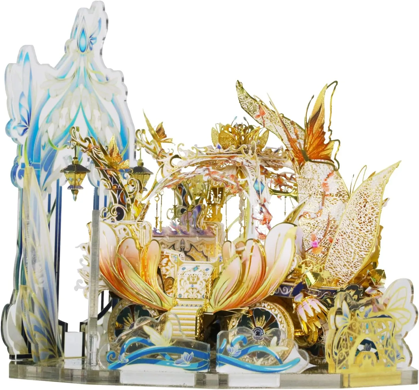 MU 3D Fairy Series Metal Puzzle Model Kits Cinderella's Elf Carriage, Princess Magic Palace Miniature Building, DIY Birthday Xmas Gift Toy Sets