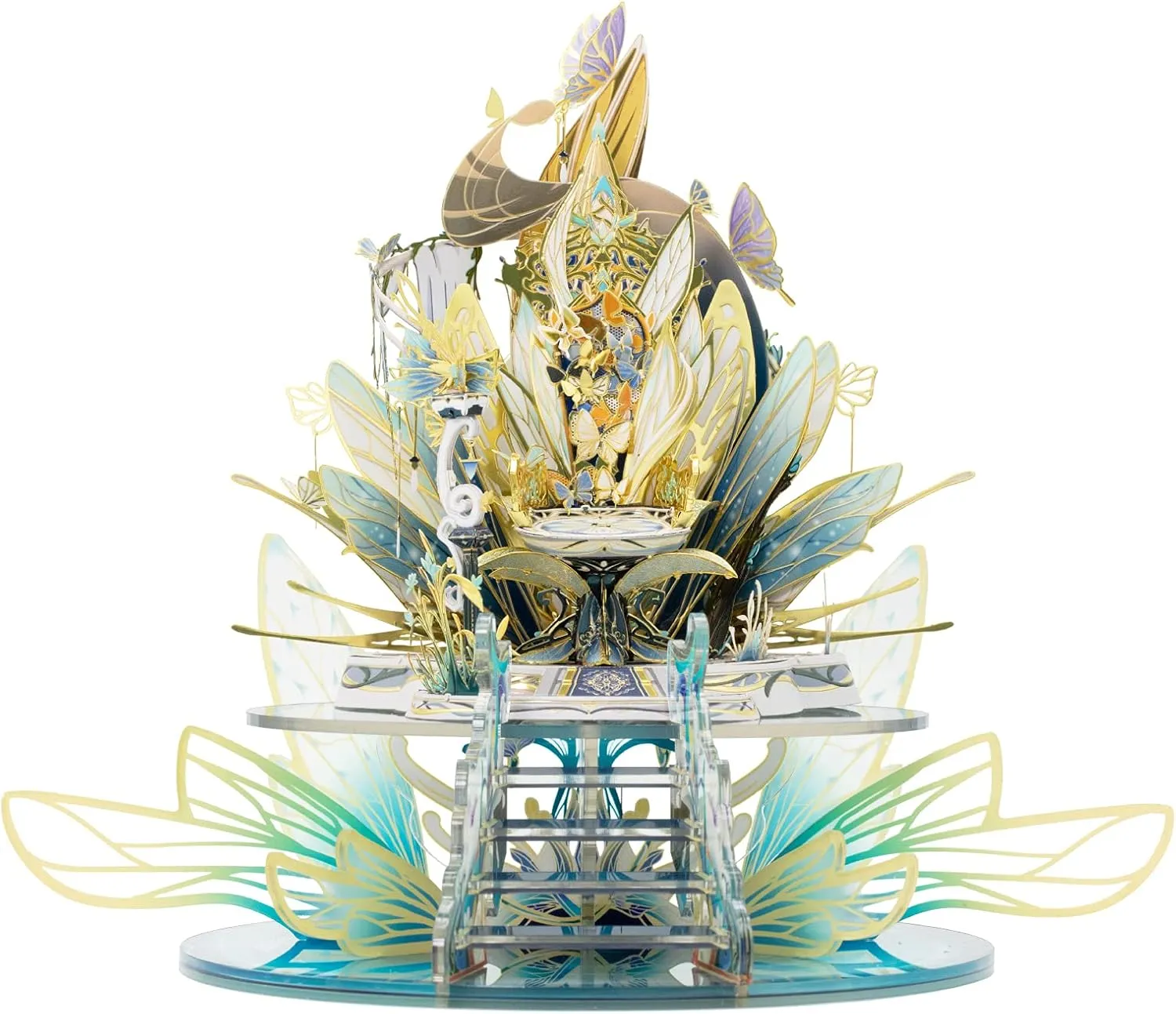 MU Fairy Series 3D Metal Model Kits Elf Throne Cinderella Pincess Puzzles Kits for Adult, DIY Angel Tales Miniature Dollhouse Building, Birthday New Year Chtistmas Home Decor Gift
