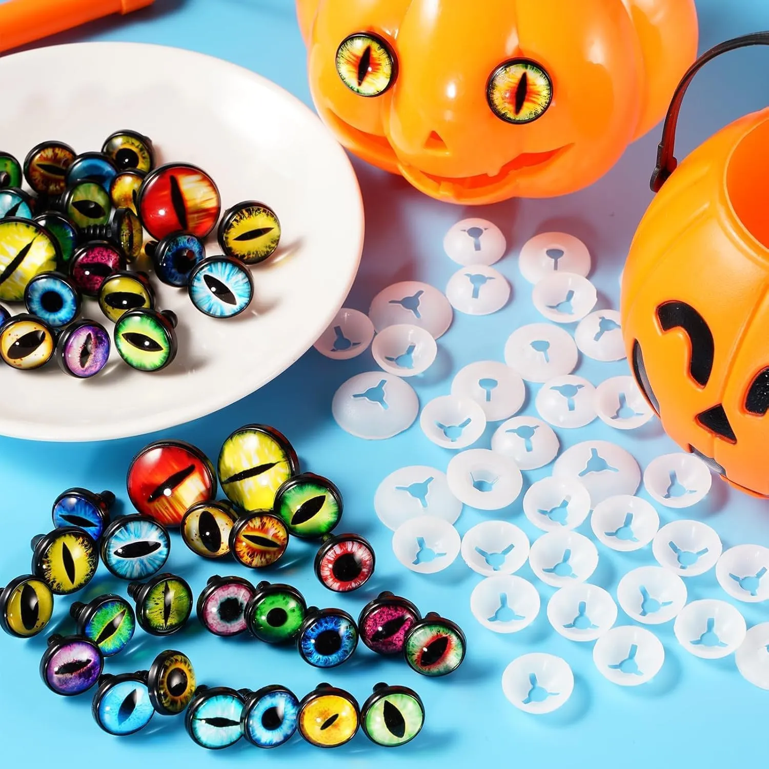 MUCUNNIA 50pcs 16/18/24mm Safety Eyes for Amigurumi with Washer Dragon Safety Eyes Crochet Doll Safety Eyes for Stuffed Animals Eyes for Clay Doll Making Toy Craft Crochet Toy