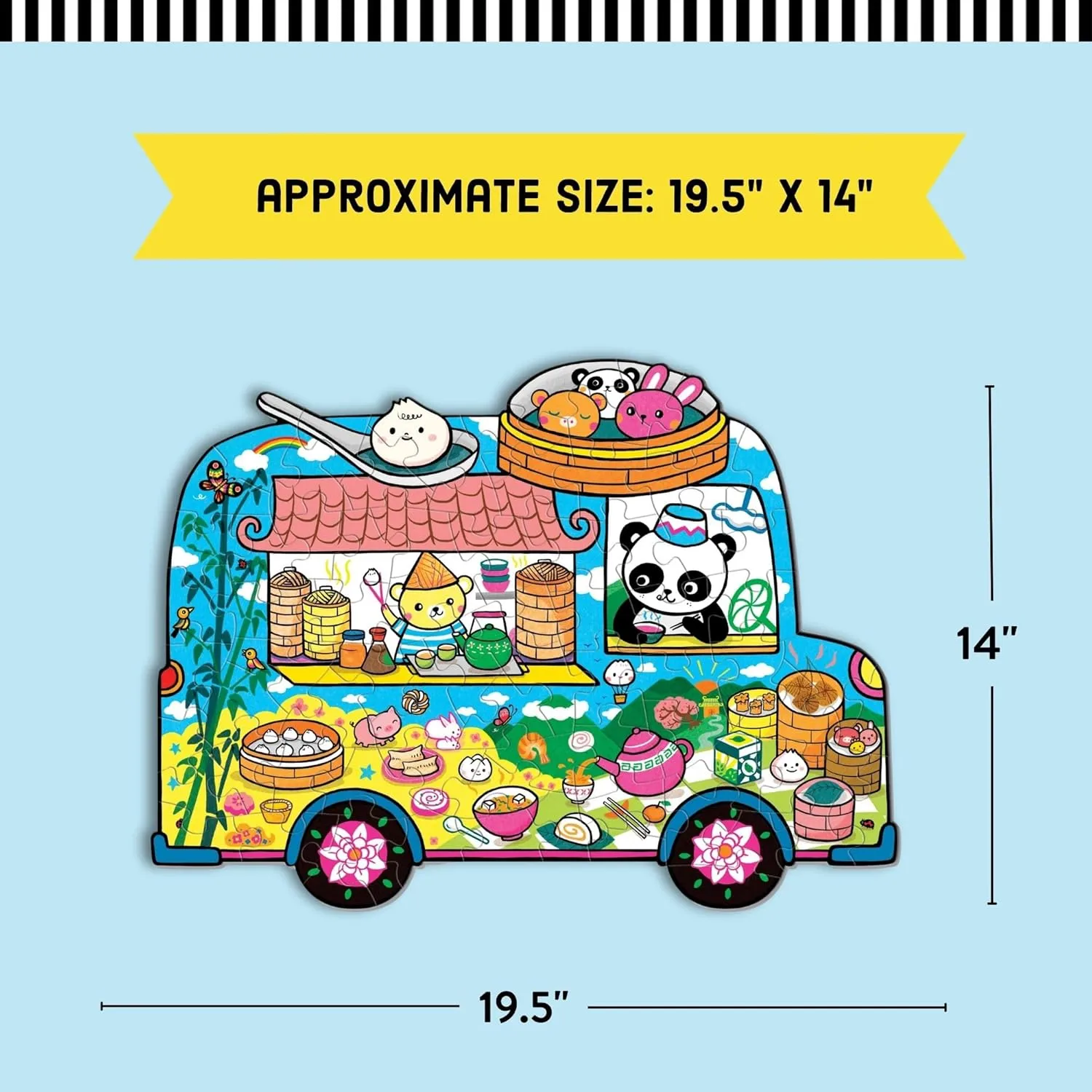 Mudpuppy Dumpling Truck – 75 Piece Unique Truck Shaped Scene Puzzle with Colorful and Fun Illustrations of Dumplings and Baos On The Go for Children Ages 5 and Up