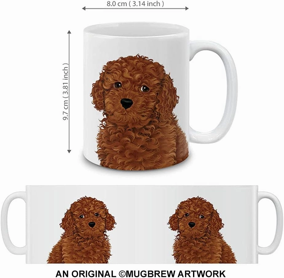 MUGBREW Cute Brown Toy Poodle Full Portrait Ceramic Coffee Mug Tea Cup, 11 OZ