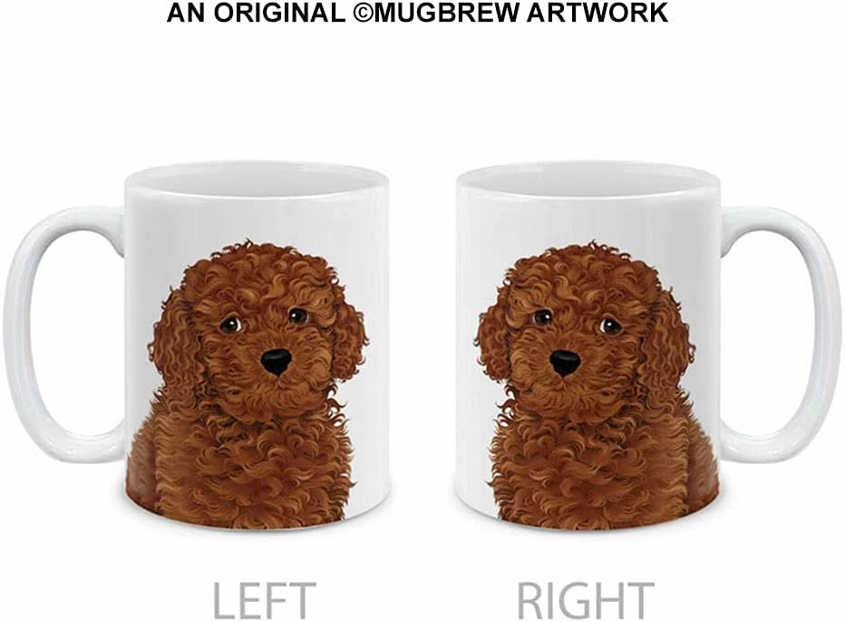 MUGBREW Cute Brown Toy Poodle Full Portrait Ceramic Coffee Mug Tea Cup, 11 OZ