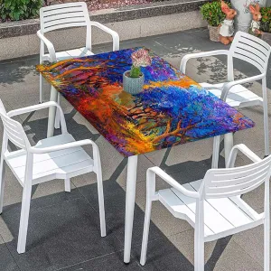 Multi Rectangle Tablecloth, Park in Fall Arts Trees in The Nature Waterproof Tablecloths for Picnic, Camping, Indoor, Outdoor Colorful Fairy Fits up 5 Foot Tables