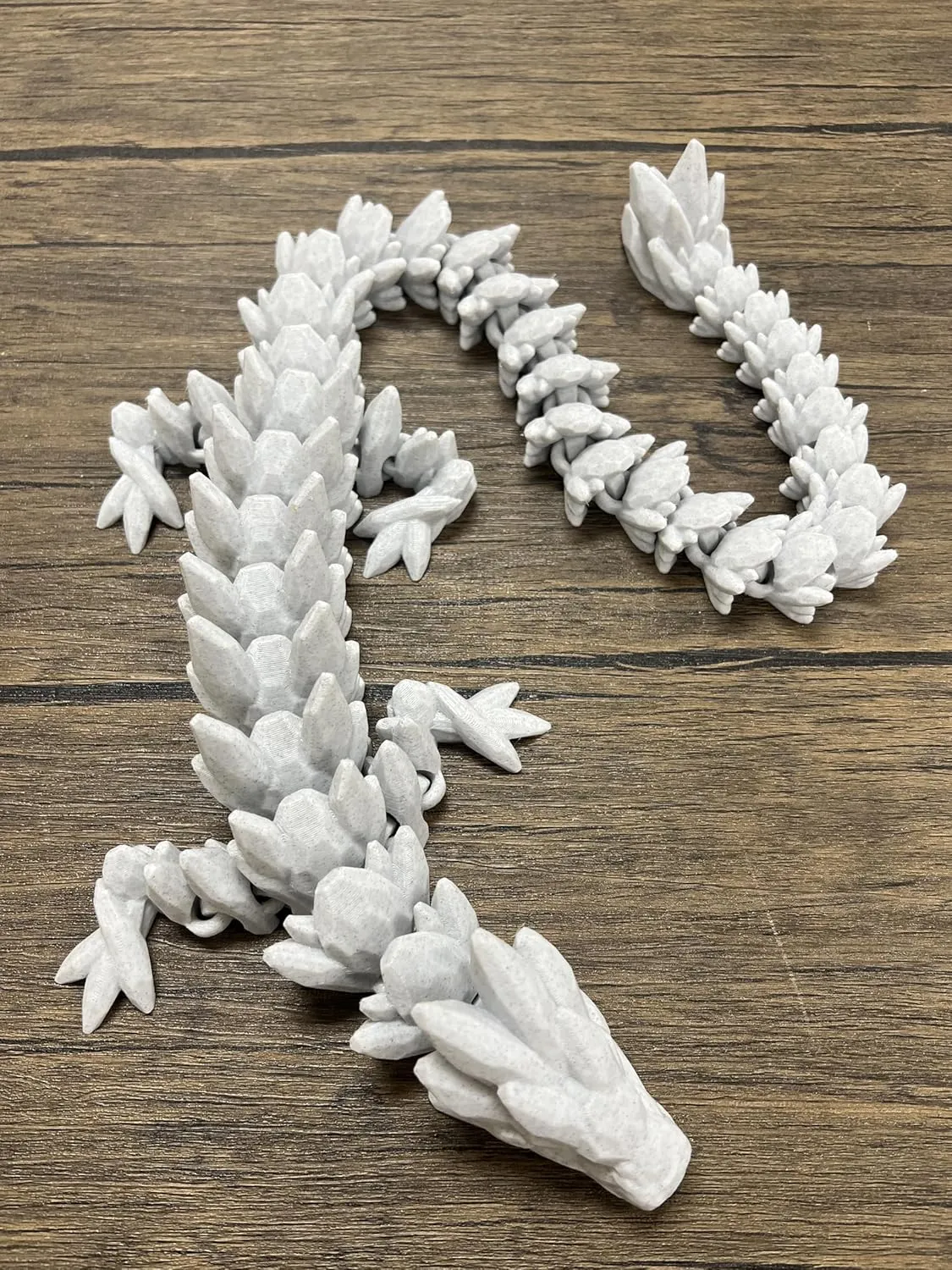 MunnyGrubbers - XL 26" Crystal Dragon Fidget Toy - Heavy Duty - 3D Printed Flexible Articulating Dragon Plastic Collectible Figurine - Surprise Egg Compatible - (Marble Dragon)
