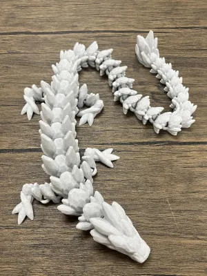 MunnyGrubbers - XL 26" Crystal Dragon Fidget Toy - Heavy Duty - 3D Printed Flexible Articulating Dragon Plastic Collectible Figurine - Surprise Egg Compatible - (Marble Dragon)