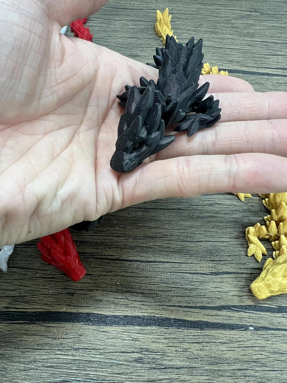 Munnygrubbers - Small 12" Crystal Dragon Fidget Toy - No Surprise Egg - Heavy Duty - 3D Printed Flexible Articulating Plastic Collectible Figurine - (Random Color 4 Pack - Dragon Only)