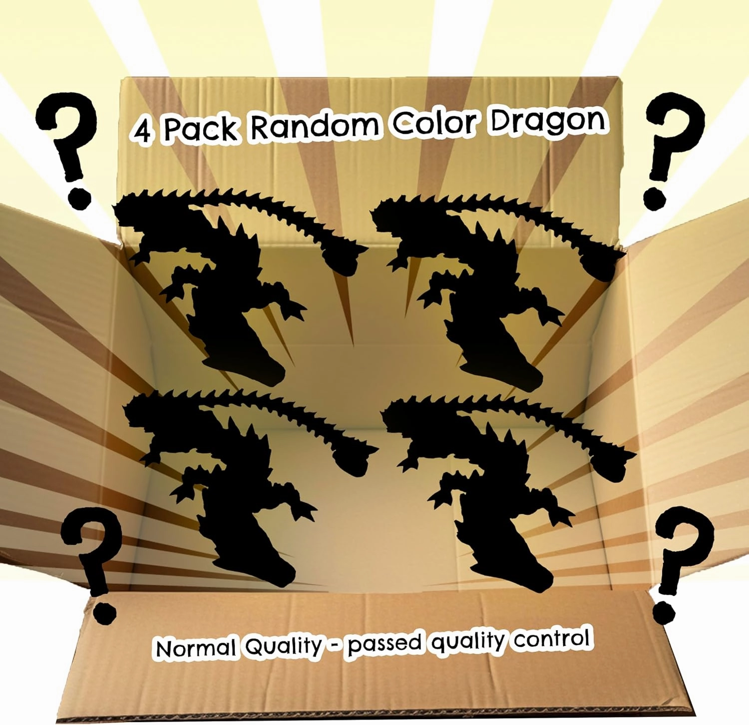 Munnygrubbers - Small 12" Crystal Dragon Fidget Toy - No Surprise Egg - Heavy Duty - 3D Printed Flexible Articulating Plastic Collectible Figurine - (Random Color 4 Pack - Dragon Only)