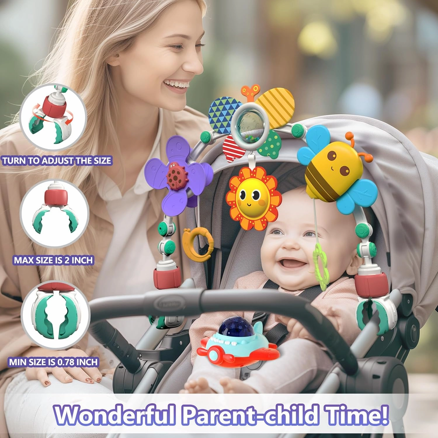Musical Baby Stroller Arch Toys, Travel Car Seat Toys, Baby Play Arch Crib Accessory Toys, Mobile for Bassinet, Pram Activity Arch Bar Toys for Babies Infants