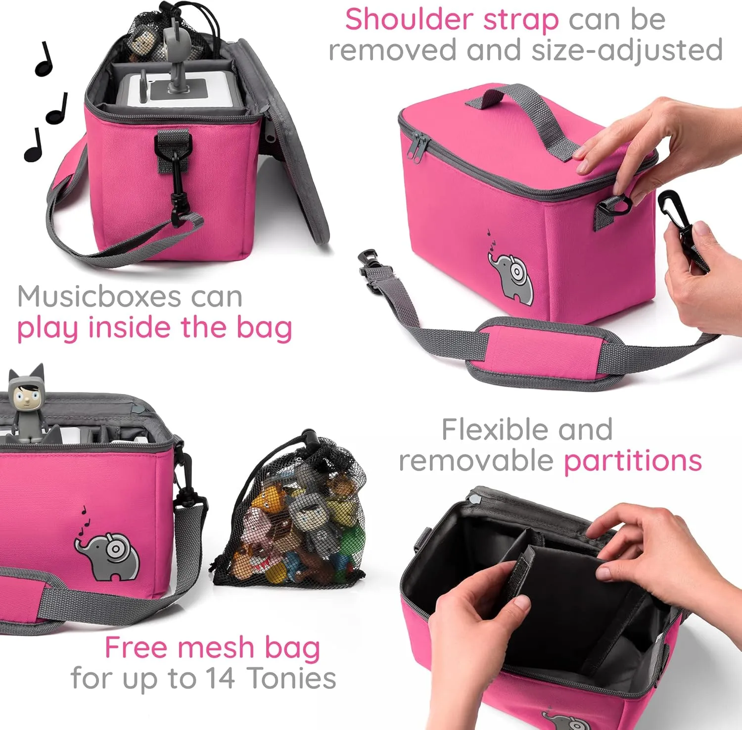 Musicbox bag for Toniebox [   net bag for Tonie storage ] FLEXIBLE TRANSPORT BAG FOR TONIEBOX Bag for figures and box including accessories I with recycled PET