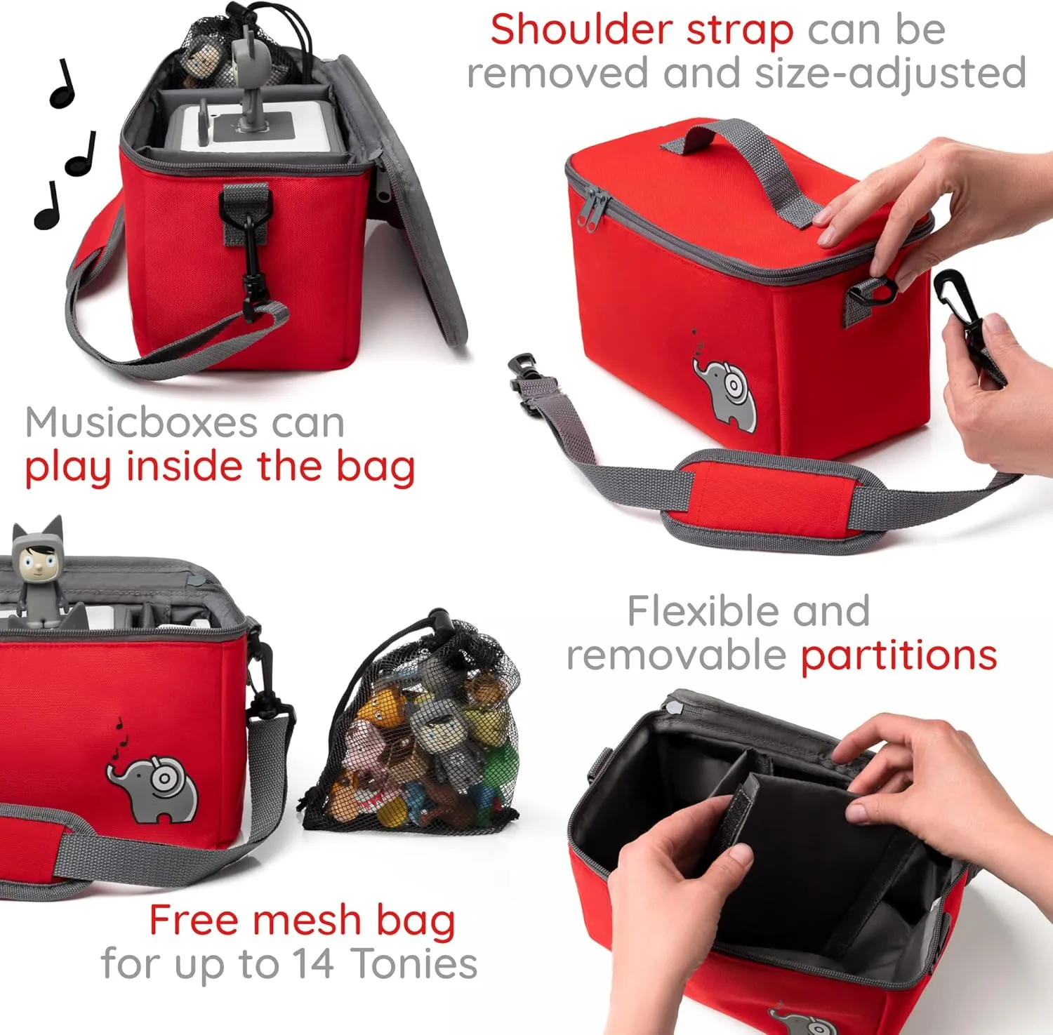 Musicbox bag for Toniebox [   net bag for Tonie storage ] FLEXIBLE TRANSPORT BAG FOR TONIEBOX Bag for figures and box including accessories I with recycled PET