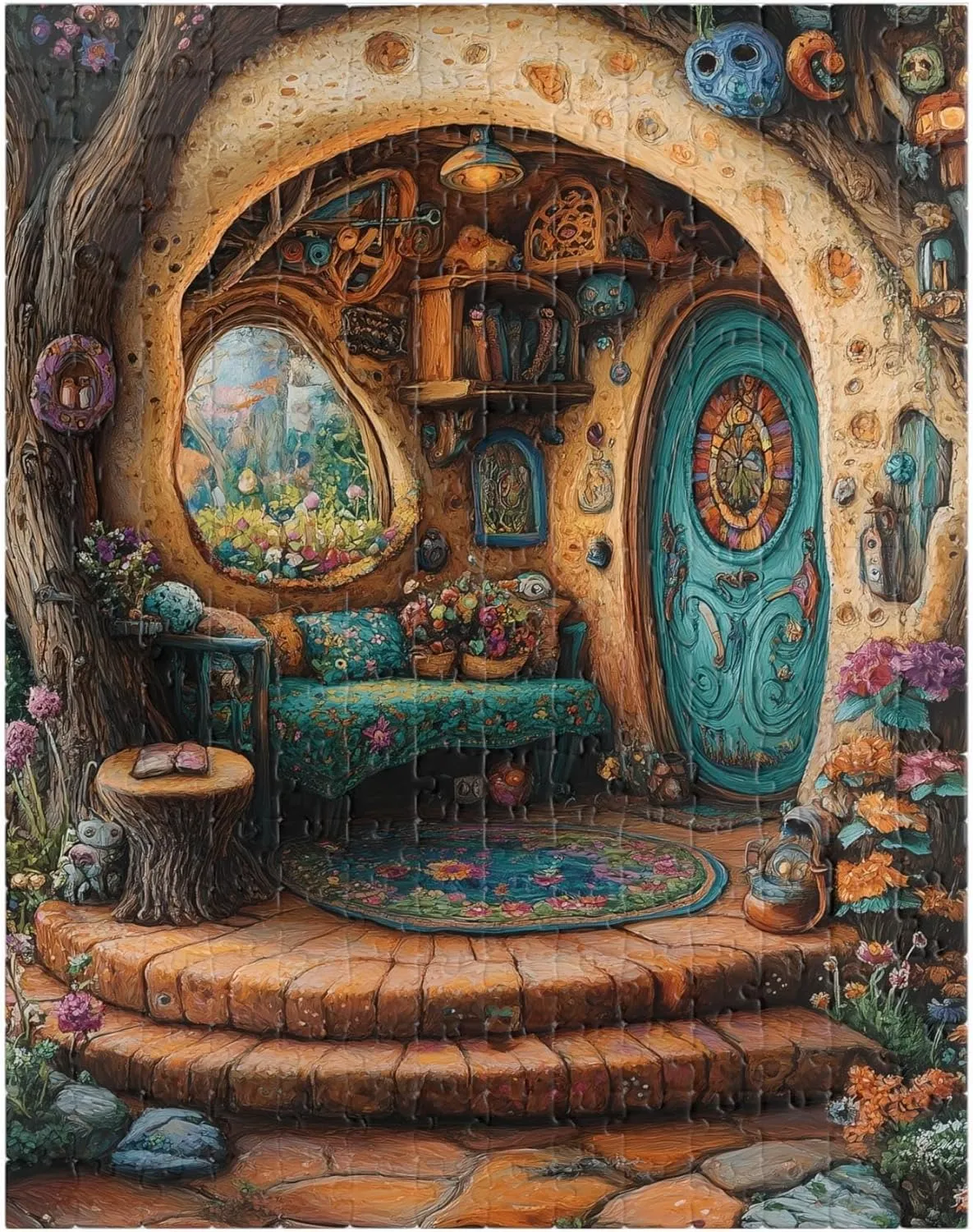 Mystical Fairyland Porch 1000 Pieces Puzzle. Magical Fairy Home Jigsaw. Whimsical Fantasy Gift for Birthday, Holiday and Get Well. Fun Family Activity
