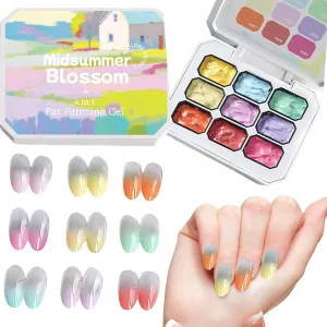 Nail Painting Gel - 9-Colors Nail Painting Gel - Long-Lasting No Wipe UV/LED Curing Polish Art for Home Personal Salon French Manicure