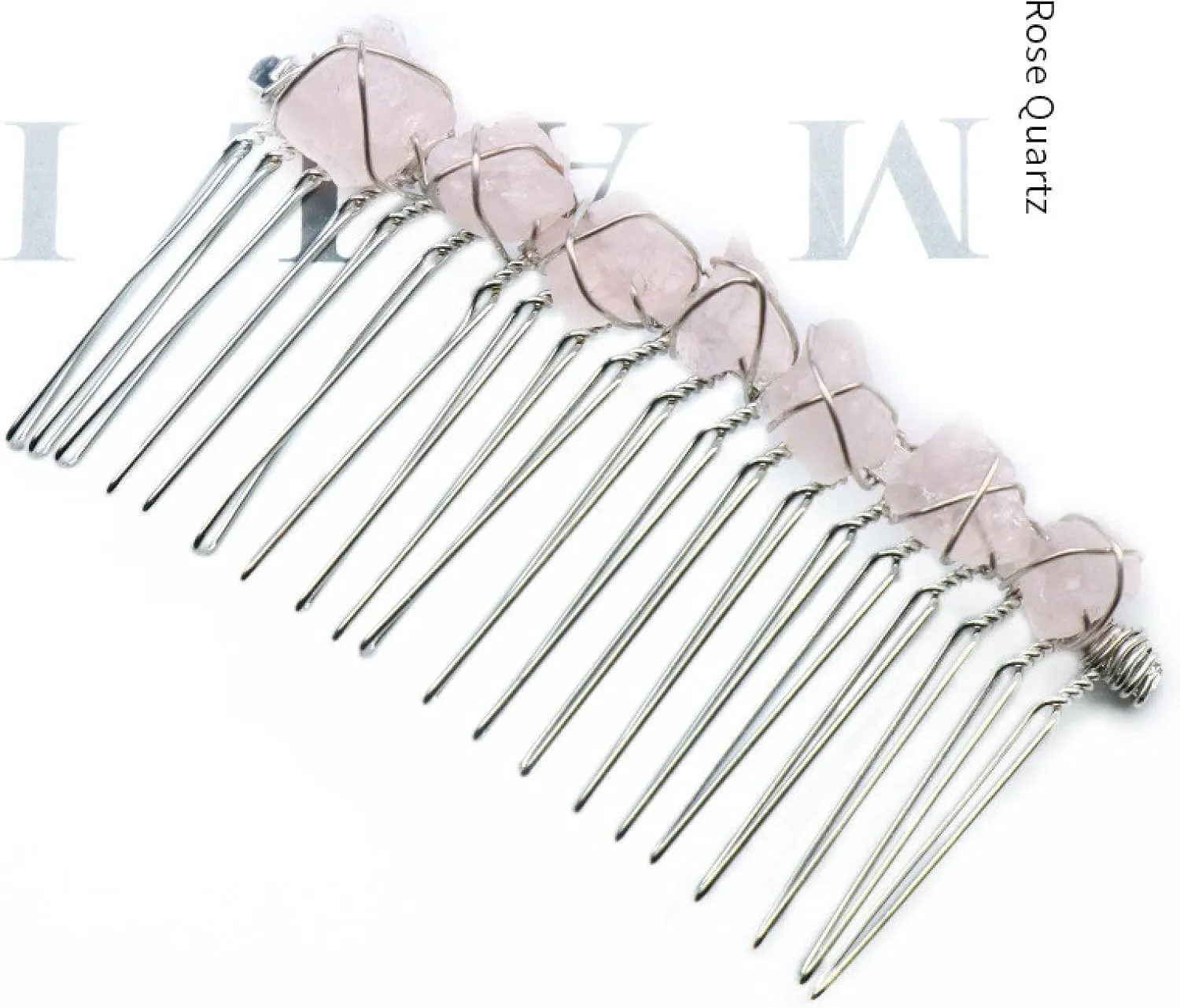 Natural Crystal Hair Jewelry Wedding Accessories Bridal Hair Accessories Wedding Crystal Tiara Hair Combs Raw Quartz Headband,H001-rose Quartz