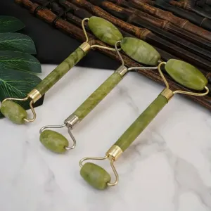 Natural Facial Beauty Massage Roller Serpentine Jade Crystal Massager Tool -1pc