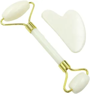 Natural Jade Roller Massager Gua Sha Tool Set | Aging Facial Beauty Skin Care Kit | Promote Blood Circulation and Skin Elasticity | Tighten and Brighten Face Neck Back Leg | Home