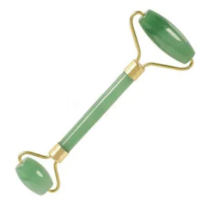 Natural Jade Roller Natural Rose Crystal Double-end Face Eye Massage Anti Aging Guasha Massager Facial Slimming Tool (green jade Straight)