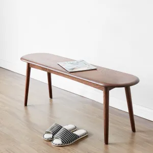 Natural Oak Solid Wood Bench - Walnut