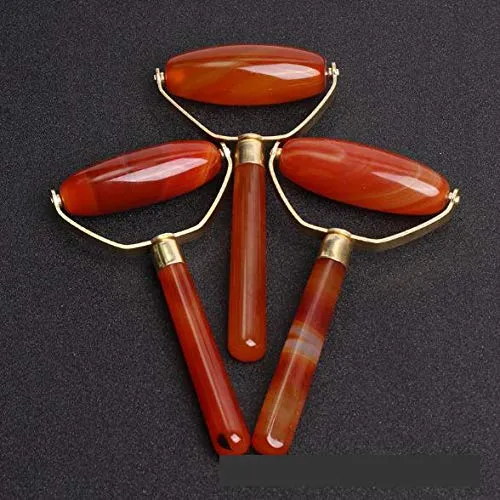 Natural red agate Jade Roller Gua sha Facial Eyes Neck small Massage Tool #26