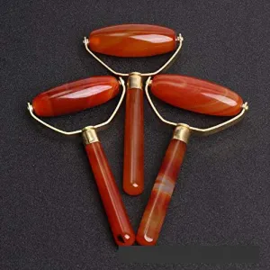 Natural red agate Jade Roller Gua sha Facial Eyes Neck small Massage Tool #26