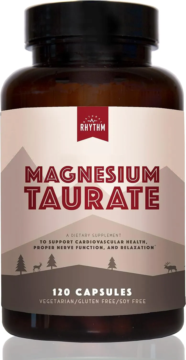Natural Rhythm Magnesium Taurate, High Absorption Taurate, 750mg (150mg of Elemental Magnesium) 120 Capsules