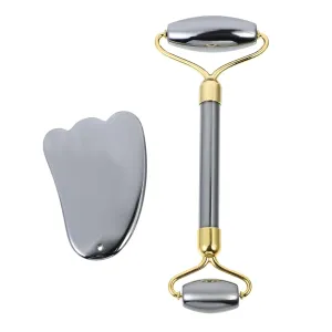 Natural Terahertz Energy Stone Face Roller Gua Sha Set Eye Roller Massaging Board Facial Massager Body Care Tool
