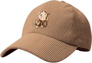 Naughty Monkey Baseball Cap for Men Women Corduroy Baseball Caps Trucker Caps Sun Hat