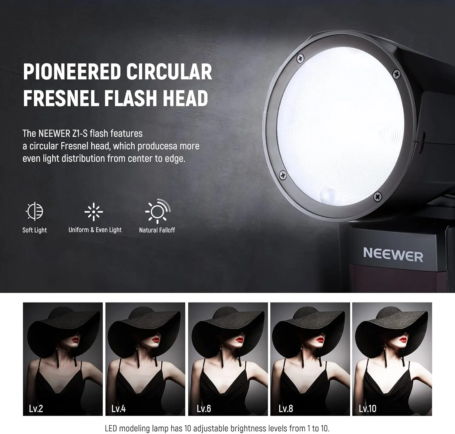 NEEWER Z1-S TTL Round Head Flash Speedlite for Sony DSLR Cameras, 76Ws 2.4G 1/8000s HSS Speedlight, 10 Levels LED Modeling Lamp, 2600mAh Lithium Battery, 480 Full Power Shots, Recycle in 1.5s Flash