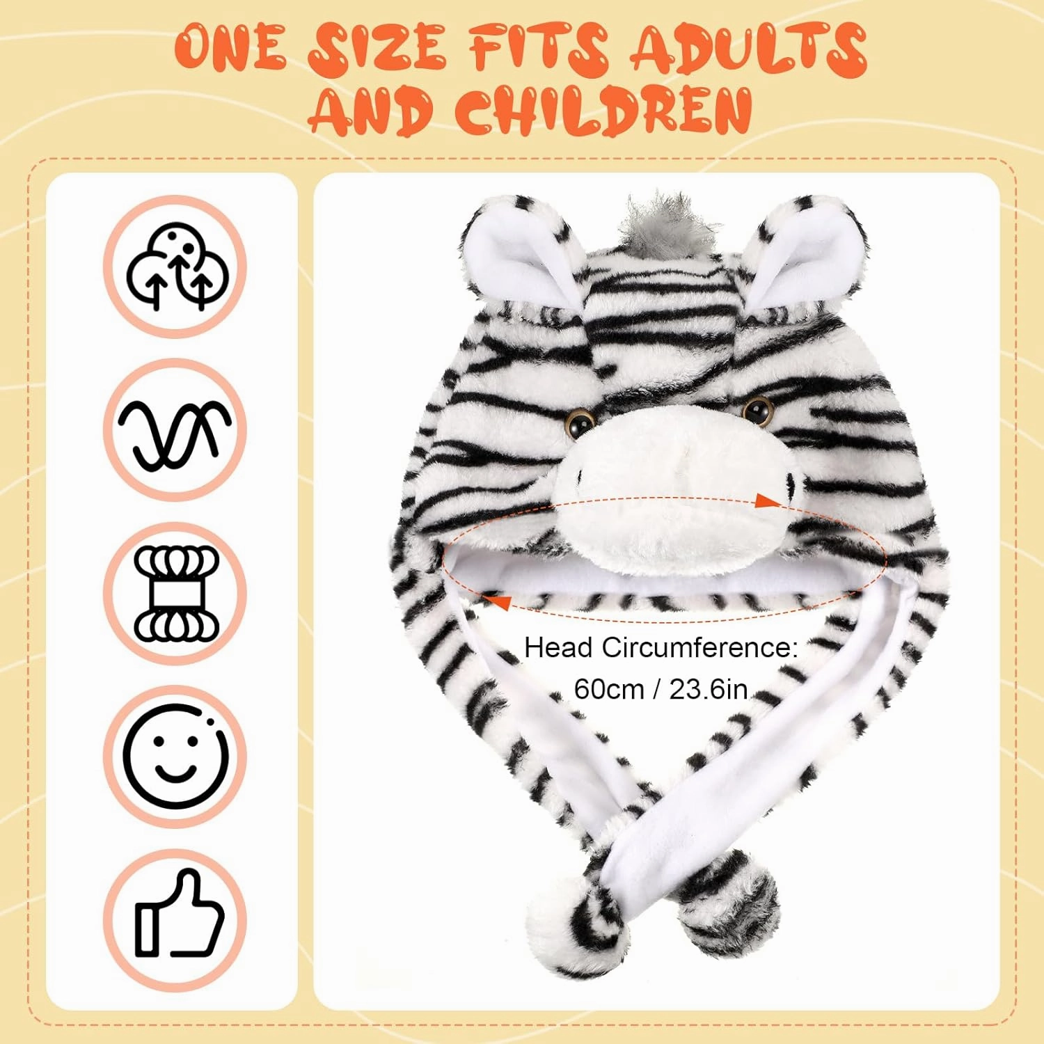 Newcotte 6 Pcs Kids Costume Hats Animal Hats Set Plush Fun Animal Headgear for Adults Teens Theme Party Christmas Halloween