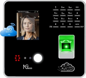 NGTeco Cloud Time Clock, Upgraded TC1 Remote Control 2.4GHz WiFi Time Card Machine for Small Business with Software & App for iOS/Android, Includes 5 RFID Cards No Monthly Fees